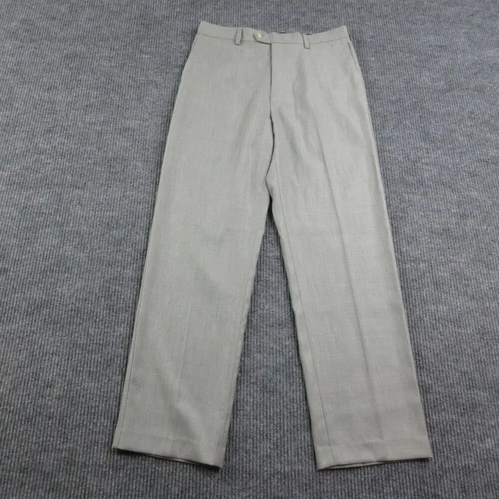 John Henry Suit Pants Mens 33x32 Gray Polyester Rayon Belted Vietnam 32x31.5*